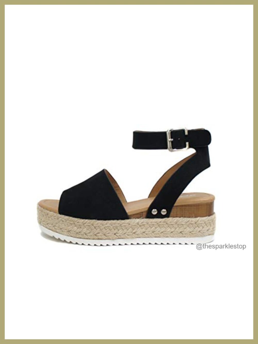 Open Toe Buckle Ankle Strap Espadrilles Flatform Wedge Casual Sandals